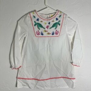 Mini Boden White Dress with Colorful Embroidery